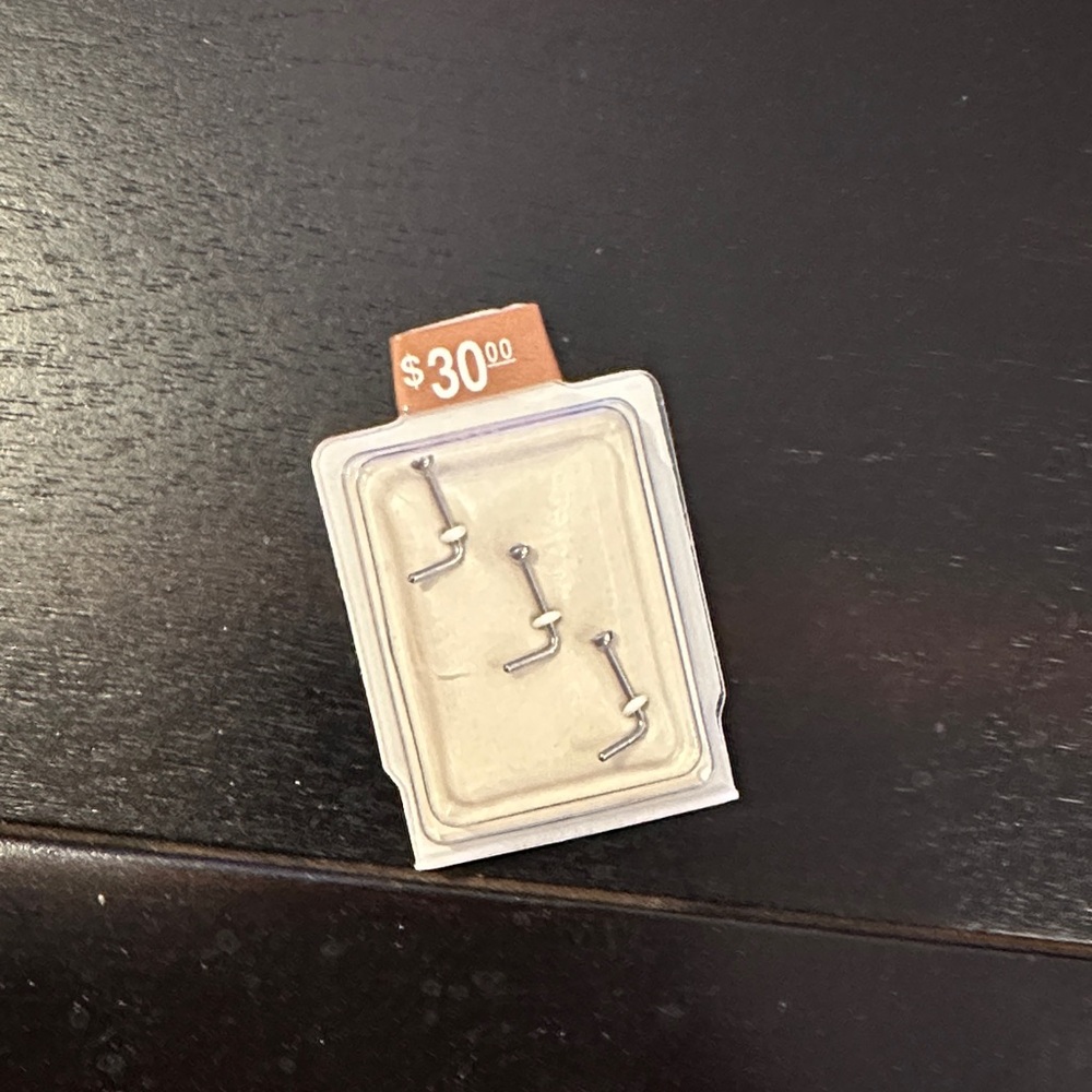 Silver stainless steel nose ring studs. 20 gage. New with tags